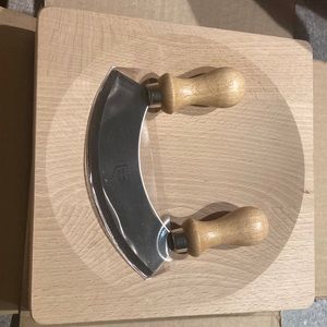 Edelstahl Rostfrei West Germany. Stainless Steel Mezzaluna and Block Set.